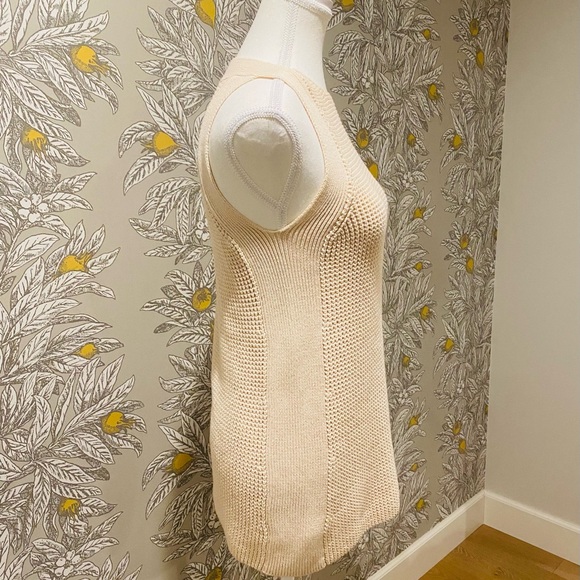 VINCE Cream Knit Waffle Sleeveless Sweater Tank Cotton Women Small - Picture 7 of 8